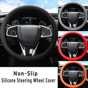 Non-Slip Steering Wheel Cover Universal Elastic Soft Silicone Steering Wheel Protector All Seasons Car Decoration Accessories