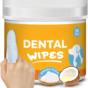 Dog Teeth Cleaning Wipes - Dental Finger Wipes for Cats & Dogs - Pet Toothbrush & Tooth Brushing Kit - Effective Teeth Cleaner