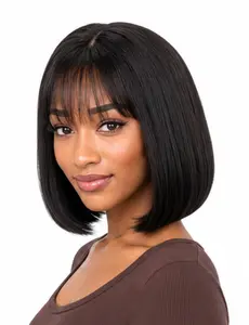 「NEW IN」Bangs style BOB 5*5 HD Transparent Lace,  Glue-Free, Drawstring, Glueless Wigs Ready To Wear, Front Lace wig