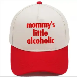 Mom's Little Drunkard Print Baseball Cap Trucker Hat Unisex Adjustable Sun Protection Casual Outdoor Sports Hat Retro Two-Tone Design bolahats fashion headwear funny maga burns Personalized Cap