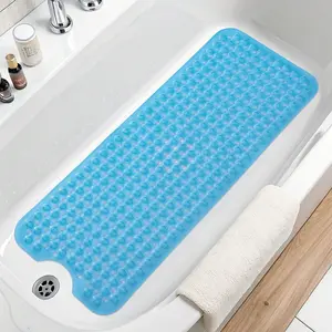 Dorm & Apartment Non-Slip Bathtub Mat 40" x 16" – Renter-Friendly Shower Mat with 200+ Strong Suction Cups, No Tools & Residue-Free Removal, Machine Washable, Trim-to-Fit for College, First Apartment & Shared Bathrooms (Clear, Blue, Gray, Black)