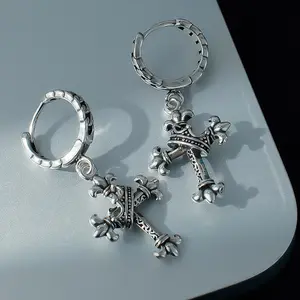 Cross Stud Earrings for Women & Men, Retro Crown Gothic Y2K Jewelry, Minimalist Hip Hop Statement Studs, Lightweight Trendy Accessory for Daily Wear Party Festival Gift