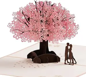 Pop Up Anniversary Card Cherry Blossom Wedding Birthday Card 3D Paper Anniversary Card, Valentines Greeting Card, Romantic Love Gift for Her Him Husband Wife