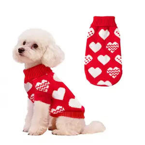 Heart Pattern Dog Coats & Cat Clothing Warm Fashionable Pet Sweaters for Valentine's Day Gifts Pet Sweater Hoodie