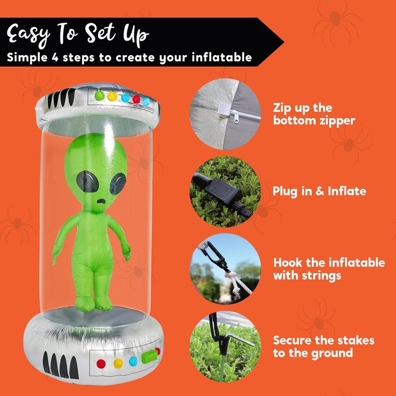 7 ft Halloween Inflatable Outdoor Decoration, Alien Inflatable Halloween Decor Outdoor with Animated LEDs, Halloween Blow Ups Alien Decorations with Test Tube for Halloween Yard Decoration / 9 FT Tall UFO / 9ft Tall Alien Valentine's Day Gifts for Kids