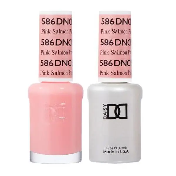 DND Gel Nail Polish - #586 Pink Salmon, Unisex UV Manicure Cosmetic, Duo Set, Nail Art, Gel Polish & Regular Polish