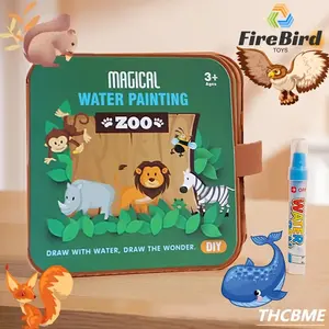 High Quality Firebird Zoo Magic Water Drawing Board - portable reusable children's art kit with vibrant animal scenes, including paintbrushes and water markers, perfect for creative play