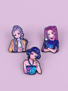 3pcs/set Anime Girl Zinc Alloy Enamel Brooch Pins, Trendy Punk Style Accessories, Perfect Gift for Her, All Seasons Casual Wear