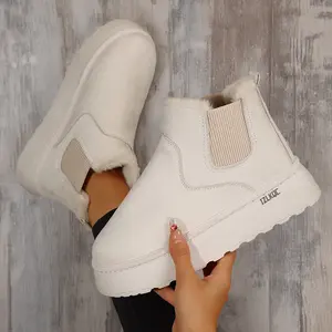 Platform Boots for Women Winter Warm Suede Plush-Lined Comfortable Ankle Snow Boots Lightweight Indoor Outdoor Shoes