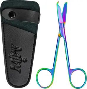 MJW Stainless Steel Suture Stitch Scissors with Multicolor Rainbow Titanium Coating for Embroidery Cross Stitch Quilting Sewing DIY Crafts Precision Trimming