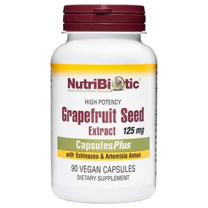 NutriBiotic Grapefruit Seed Extract 125mg Capsules Plus 90 Vegan with Bioflavonoids Echinacea & Artemisia Annua for Immune Support & Overall Health - Dietary