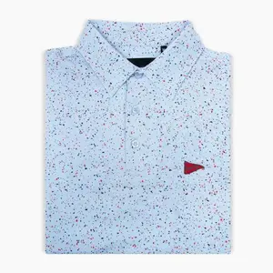 The USA Splatter Light Blue Polo - Men's Short Sleeve Performance Polo, Golf Polo Shirt, Polo Golf 3D, Style 3D Golf, Gift For Men