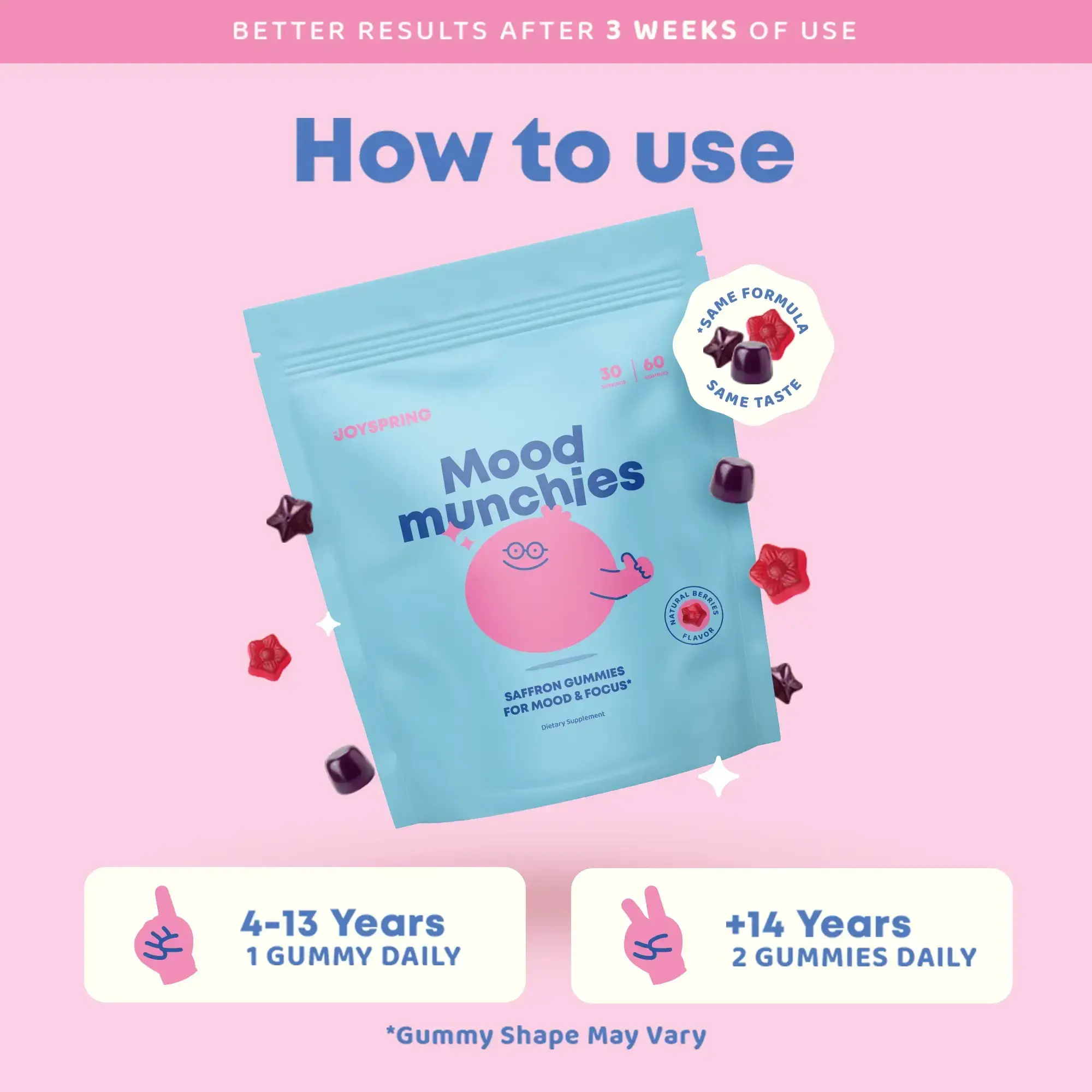 JoySpring Saffron Mood Munchies Gummies – Plant-Based Saffron Formula for Daily Wellness Designed to Support Mood and Focus