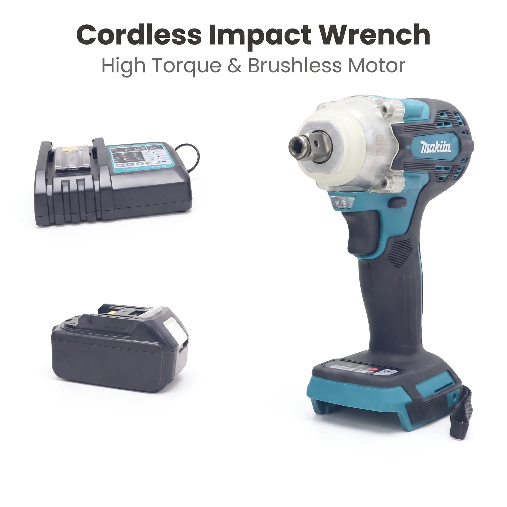 Makita DTW300 High-Torque 330NmSquare Drive Wrench Designed For Workshop Mechanics And Field Repair Operations secure grip square rapid charger heavy-duty hand tool hex driver industrial work