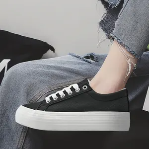 Lumubby Men's & Women's Platform PU Leather Casual Shoes Classic Lace-Up Design High-Quality Smooth Leather Perforated Solid Upper Options