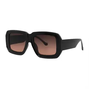 Mad Shade Oversized Black Square Sunglasses with Gradient UV400 Lenses - Retro Bold Unisex Style #05