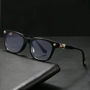 Fashion Square Frame Anti-Blue Light Glasses – Flat Lens, Versatile Casual Style for All Seasons – Metal Frame Blue Light Blocking Glasses