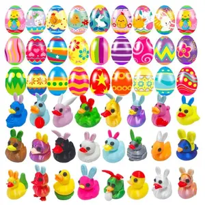 24 Pcs Prefilled Easter Eggs with 3D Duck Toys – Easter Egg Fillers for Kids, Basket Stuffers, Party Favors, Egg Hunt Toys, Gifts for Boys & Girls