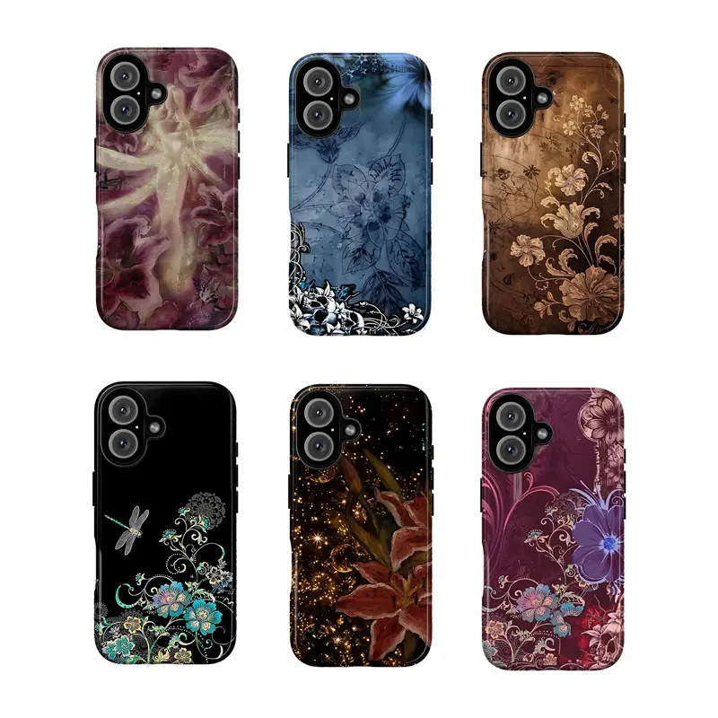 [No magnetic]  Dark Floral Phone Case,Dual-Layer design durable phone Cover,Grunge Gothic Aesthetic for iPhone 17 16 15 14 13 12 11 8 7 for Samsung Series,Shockproof Protective hard Cover,perfect gift for her