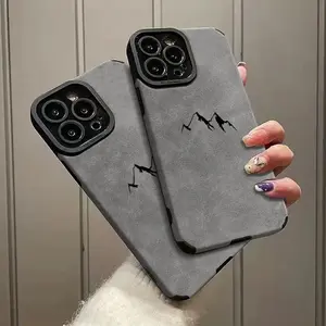 Minimalist mountain design, durable and shockproof, stylish design, TPU protective case, faux leather, compatible with iPhone 17, 16, 15, 14, 13, 12, 11, XS, X series, etc. Makes a great gift for friends or family.