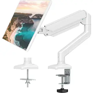 Single Monitor Mount Arm Fits Monitor up to 32 Inch, Monitor Desk Mount Holds 4.4-19.8lbs Computer Screen, Full Motion Gas Spring Monitor Desk Mount, VESA Mount, White springtok