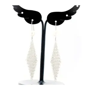 Pre-owned Tiffany & Co. Sterling Silver 925 (Ag925) Small Leather Goods Tiffany Freshwater Pearl Silver Earrings