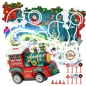 Puzzle track magic track 180-piece flexible racing car with LED lights can build STEM toys suitable for children aged 4-8, and can expand the track system with bridges and loops.