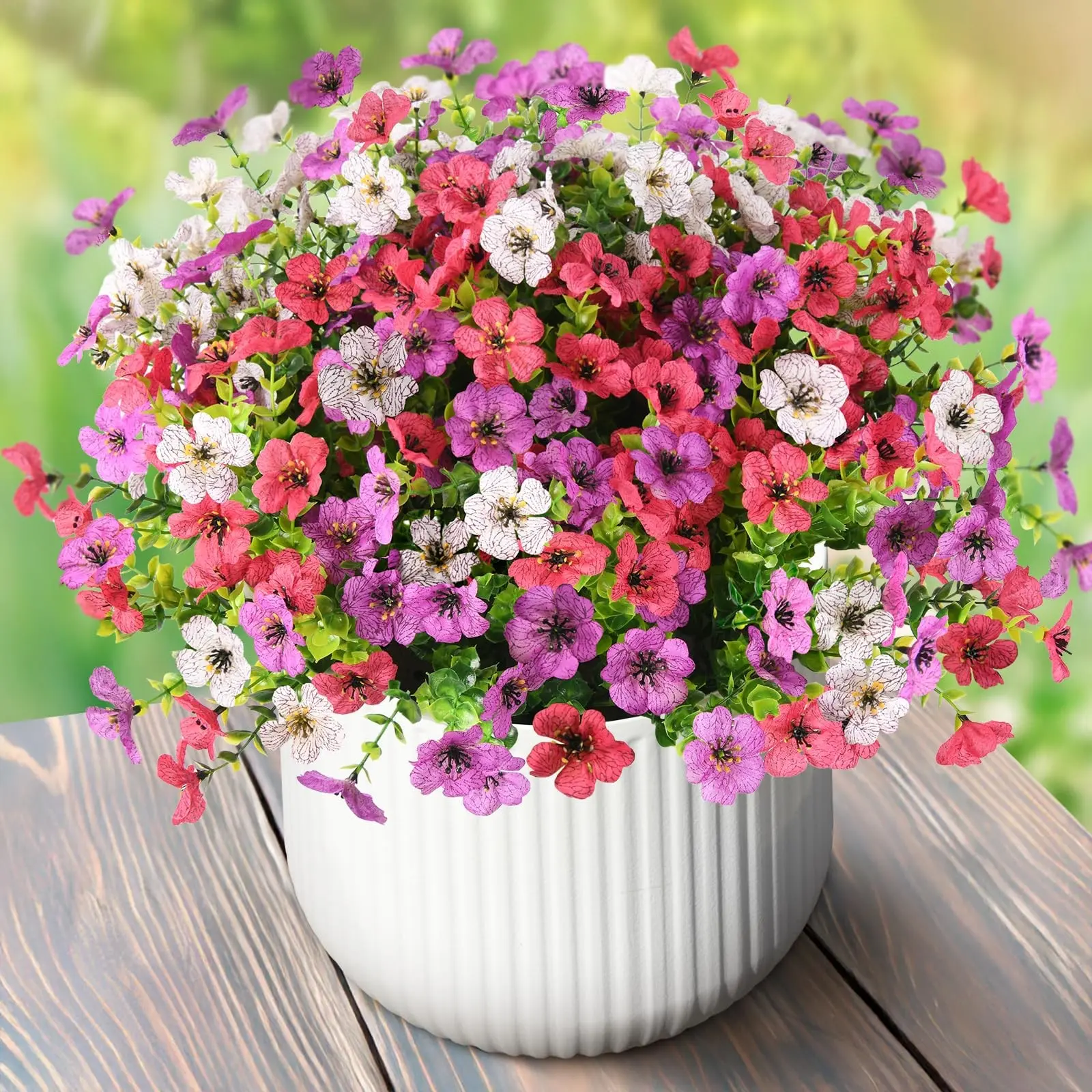 Artificial Flowers Faux Plants, 12 Bundles Realistic Plastic Plant, Colorful Decorative Daisy UV Resistant, Outdoor Spring Summer Decor, Indoor Outdoor Decorative