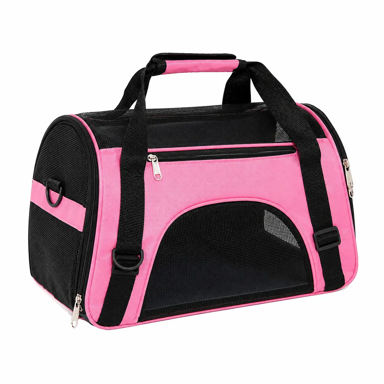 Breathable Soft-Sided Cat Carrier Backpack for Cats & Puppies Under 13 lbs, Airline-Approved Foldable Pet Travel Bag with Durable Zipper, Reinforced Hooks, Reflective Strips & Adjustable Padded Shoulder Strap (Vet Visits, Travel), Fabric, Ventilation Mesh