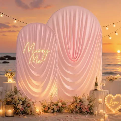 Ruched Arch Backdrop Cover Set with Metal Stand, 1PC or 2PCS Stretch Spandex Covers, Stand Included or Cover Only for Wedding, Birthday and Party Decor