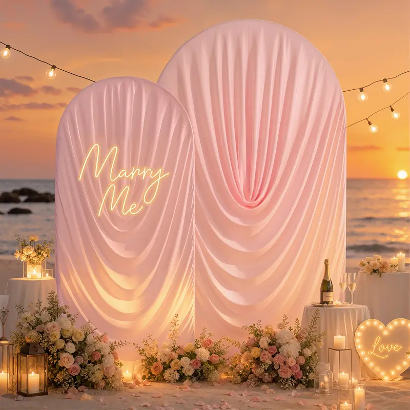 Ruched Arch Backdrop Cover Set with Metal Stand, 1PC or 2PCS Stretch Spandex Covers, Stand Included or Cover Only for Wedding, Birthday and Party Decor