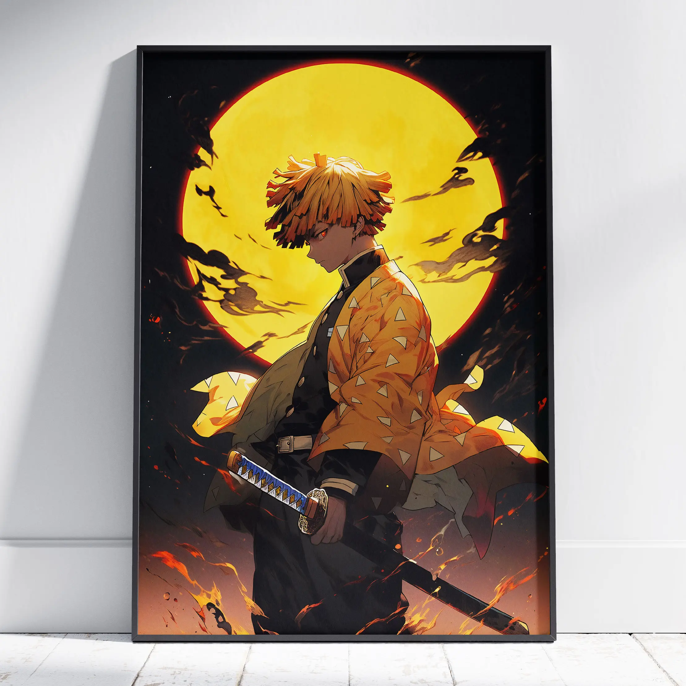Zenitsu Demon Slayer Poster, Kimetsu no Yaiba Anime Manga Dimensional Infinity Fortress Anime Posters