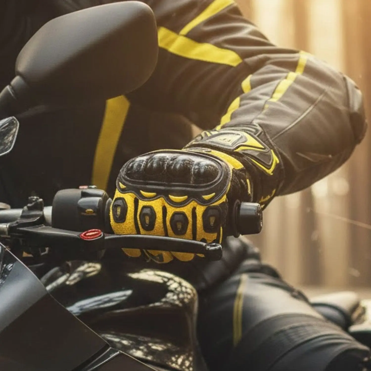 Motorcycle Gloves for Men, Touchscreen Cycling Gloves for Outdoor Sport (Moto-Yellow)