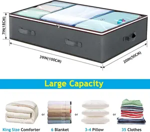 4-Pack of Under-Bed Storage Bags with Clear Windows, 90L Extra-Large Capacity Under-Bed Storage Bags, Ideal for Clothing, Blankets, Bedding, and Down Comforters; Shoe Storage Bags, Perfect for Moving, Dorm Rooms, and Renters