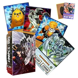 100pcs Yu-Gi-Oh Anime Style Cards Blue Eyes Dark Magician Exodia Obelisk Slifer Ra Yugioh DM Classic Proxy DIY Card Kids Gift