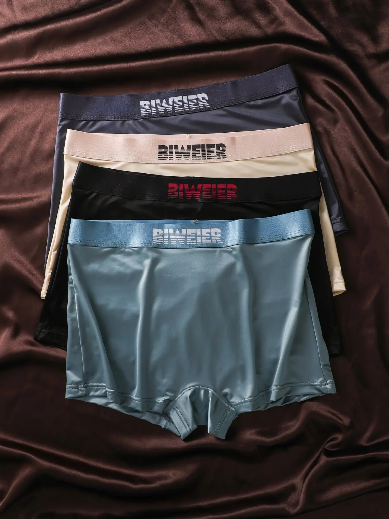 Biweier Women's Satin Ice Silk Boxer Shorts, Morandi Color, Breathable Casual Plain Design, Cool Comfort, Luxury Silky Fabric, Comfy Silky Intimates, Ideal for Home, Work, Vacation, Panties