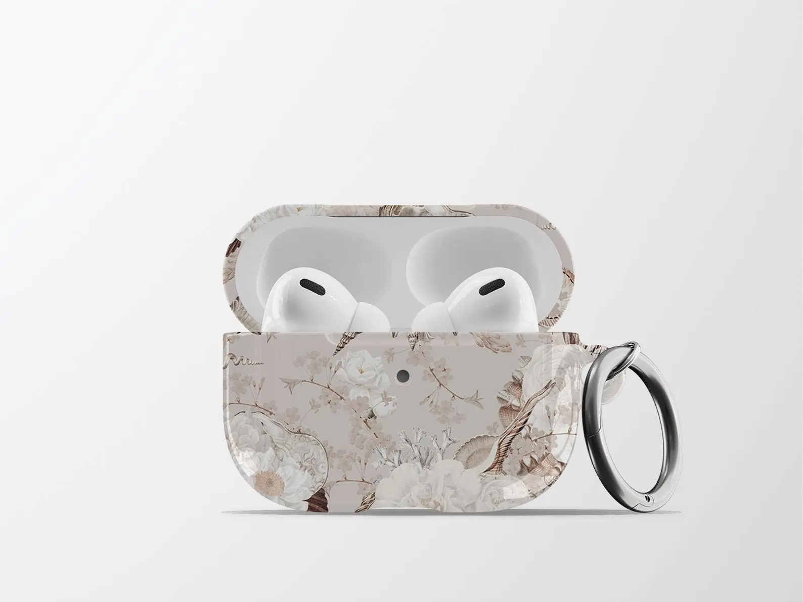 Flowers AirPods Case | Floral Hard Shell Earbud Case Cover with Keychain