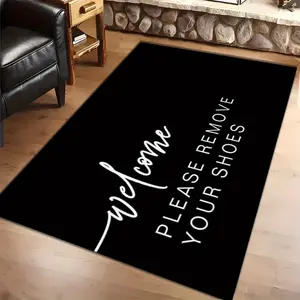 Welcome Please Remove Your Shoes Doormat Entrance Floor Mat Minimalist Black Entryway Decorative Area Rug Indoor Outdoor Welcome Carpet for Home Decor