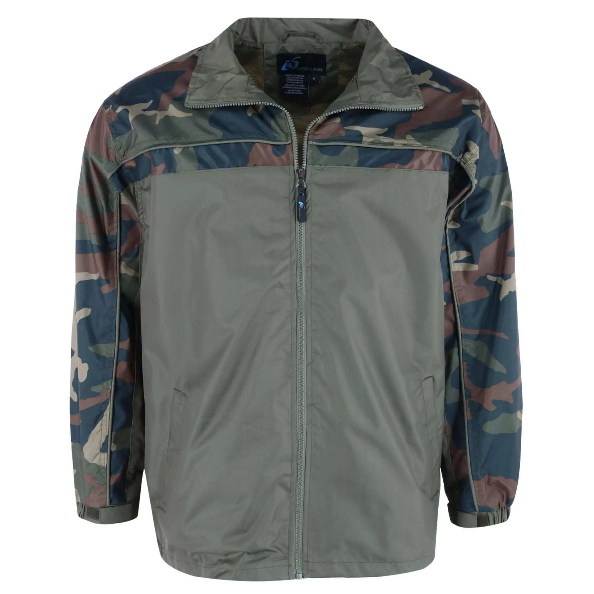 I5 Apparel Men's Casual Camo Print Long-Sleeve Lightweight Windbreaker Rain Jacket with Pockets and Zipper