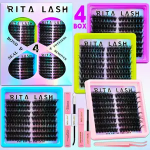 RITALASH 544PCS 4 Styles Upgrade Cat Lash Clusters, WaterProof Lashes Eyelash Clusters Extensions for Beginners and Proficient, DIY at Home Easily, Easy Apply Natural Look for Makeup Cosmetic Lash Clusters Volumized False Eyelashes, DIY False Eyelashes