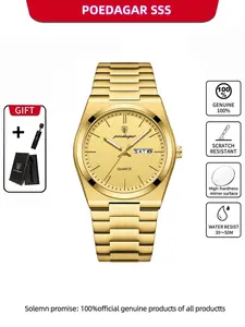 POEDAGAR Fashion Classic Man Watch Waterproof Luminous Date Week Luxury Men Watch Stainless Steel Quartz Business Men's Watches High End Watch