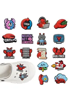 16pcs Cute Lobster PVC Shoe Charms, Perfect for Sandals and Flip Flops, DIY Fashion Accessories, Ideal Gift for Friends