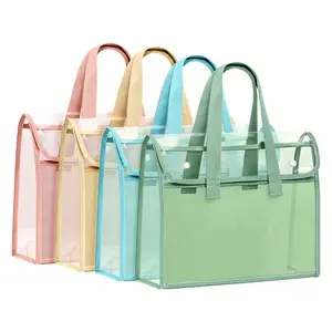 Handheld Transparent Plastic Storage Case Clear Document Organizer Bag Waterproof Portable Pouch