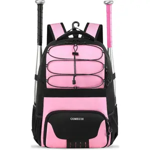 COMECOI Softball Bag, Lightweight Baseball Backpack with Shoes Compartment, Baseball Bat Bags with Fence Hook for TBall Bat & Equipment, for Batting Mitten, Helmet, for Girls, Boys, Youth, Adults