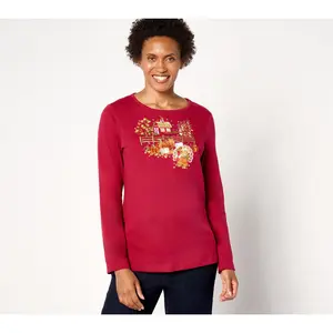 Quacker Factory Fall-eljua Embroidered Long-Sleeve Top
