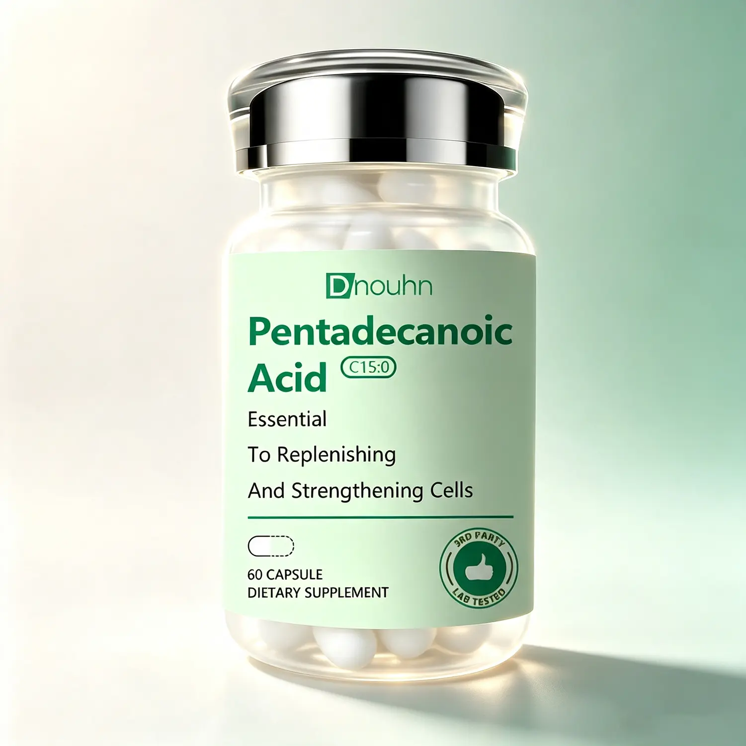 C15:0 Supplement 300mg – Pentadecanoic Acid Fatty Acid Formula from Grass-Fed Sheep Milk, Clean Daily Wellness Support, 60 Capsules