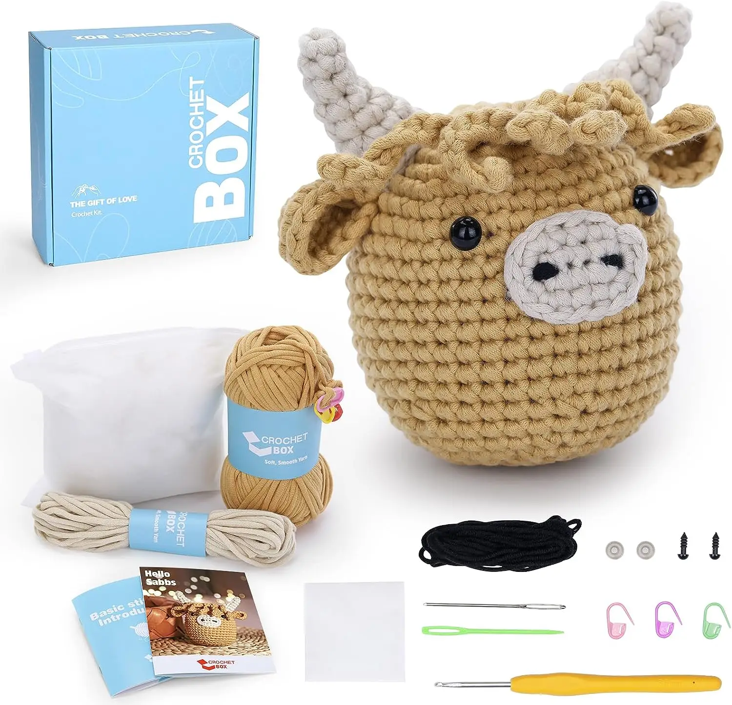 CrochetBox Crochet Kit for Beginners: Starter Crochet Kit, Include Easy Knitting Soft Yarn, Step-by-Step Video Tutorial, Alternative Style Highland Co