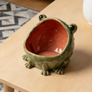 Multi-Use Ceramic Frog Statue Tray, Key Holder, Desktop Decor, Creative Animal Sculpture, Incense Burner, Candy Jar, Fish Tank Decoration