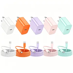 Type-C Fast Charging Color Set  20W USB-C Fast Charger,  6-ft USB-C Android phone cable, for Samsung Galaxy S26+/Ultra, S25/S24/S23/S22+/Ultra, S21/S20,  iPhone 17/17 Pro/17 Pro Max/17 Air/16/16 Pro/16 Pro Max and 15 Pro Max, and other Android models