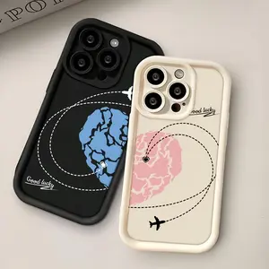 Couple Love Heart Phone Case for iPhone, Compatible with iPhone 11 to 16 Models, Charming Travel Design for Couples